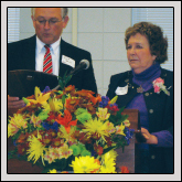  Advisory Leadership Board President Kent Beck, left, presents a plaque to Davidson County Farm Bureau member Mary Ruth Sheets, who was honored during the county’s Farm City Banquet recently.
